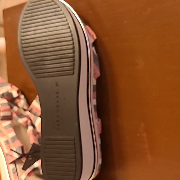 Zara Pink and Gray Striped Platform Sandals Size 6 1/2 - Picture 5 of 6